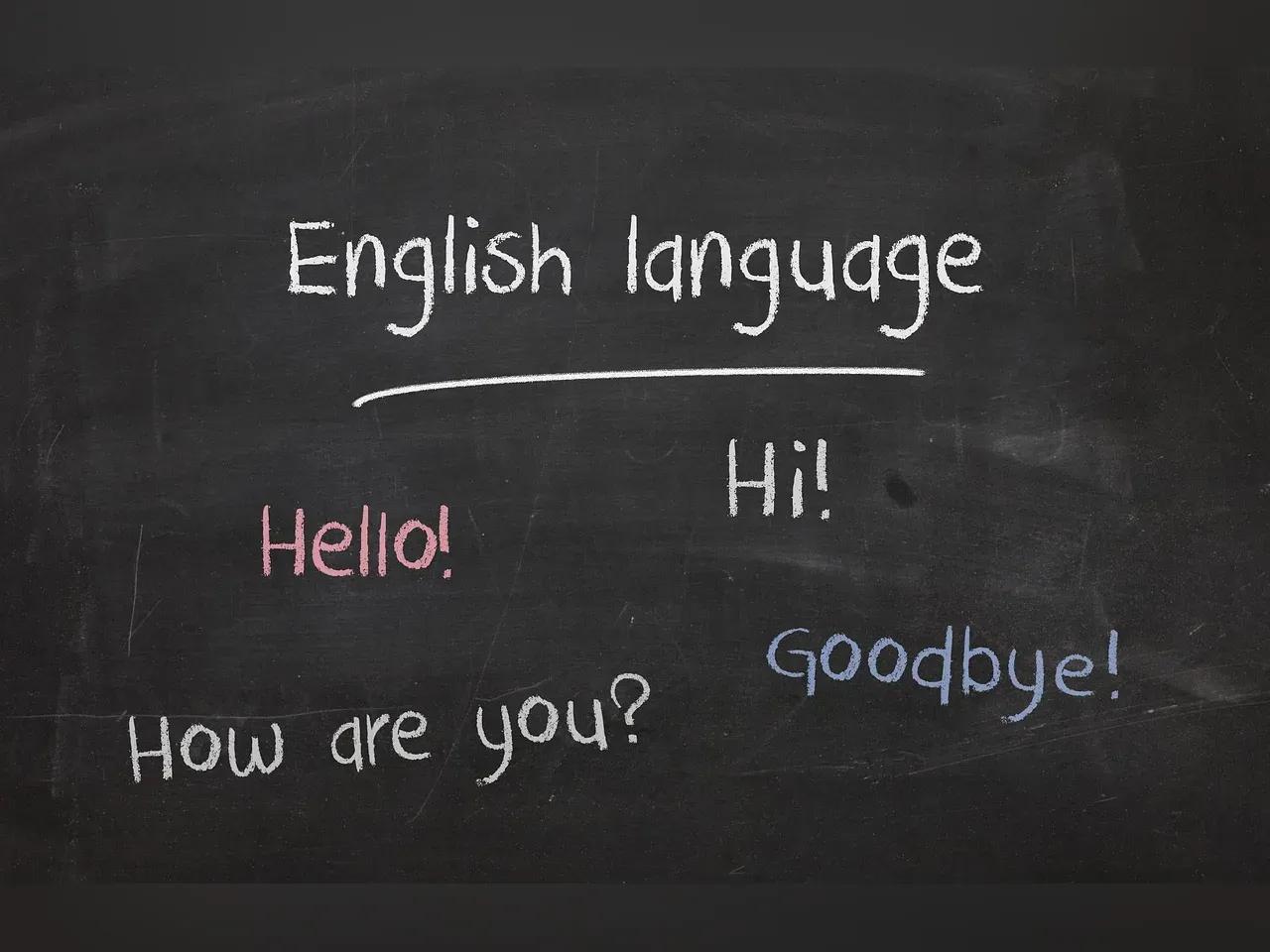 Kreidetafel mit englischen Sätzen beschrieben