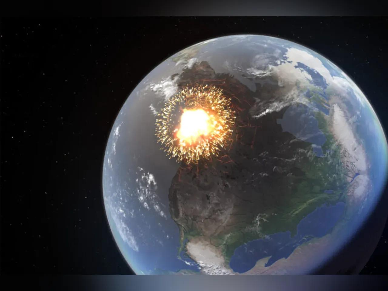 Explosion auf der Erde im Weltall<br>