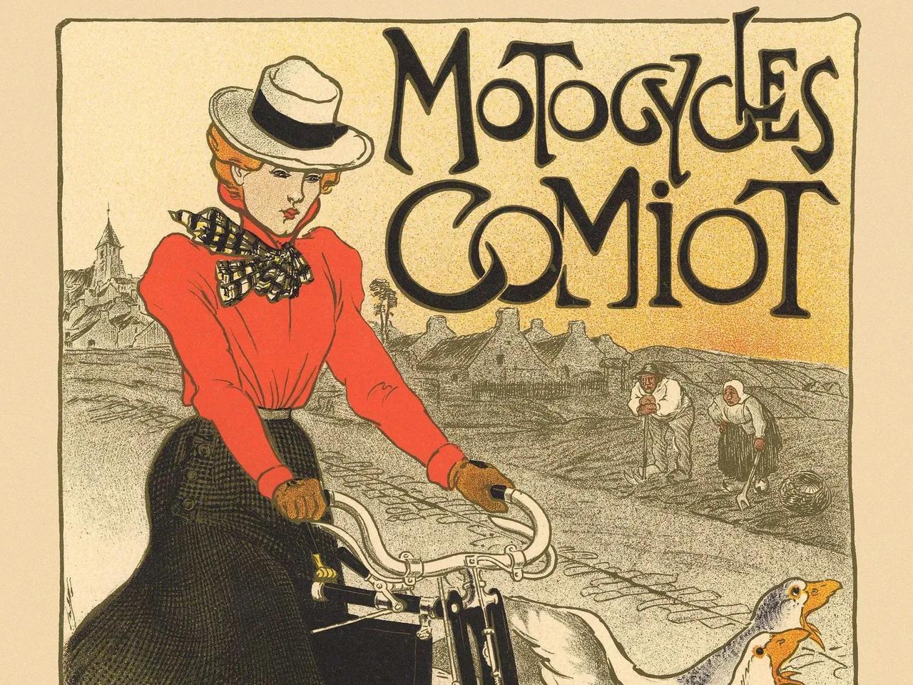 Théophile-Alexandre Steinlen (1859-1923)
Motocycles Comiot – Paris
1899, Lithographie, Foto: Vintage Travel und Advertising
Archive/Alamy Stock Photo | G-0084