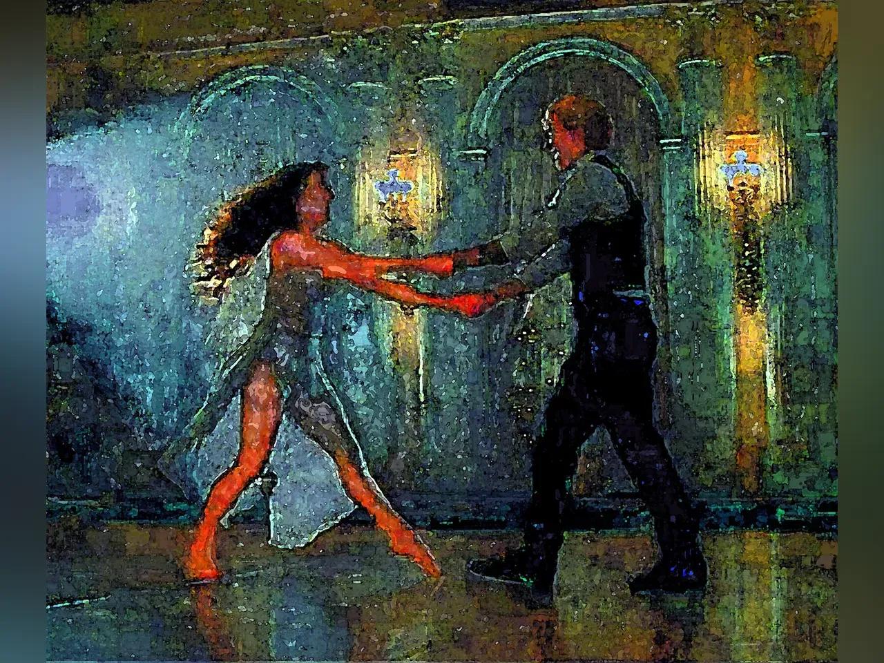 kunstvolles Bild von zwei Menschen, die tanzen