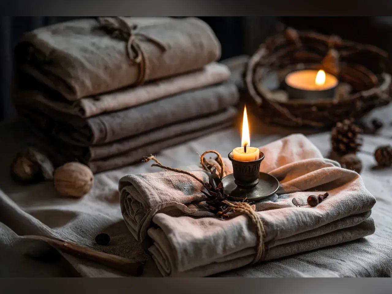 Handtuch und eine Kerze