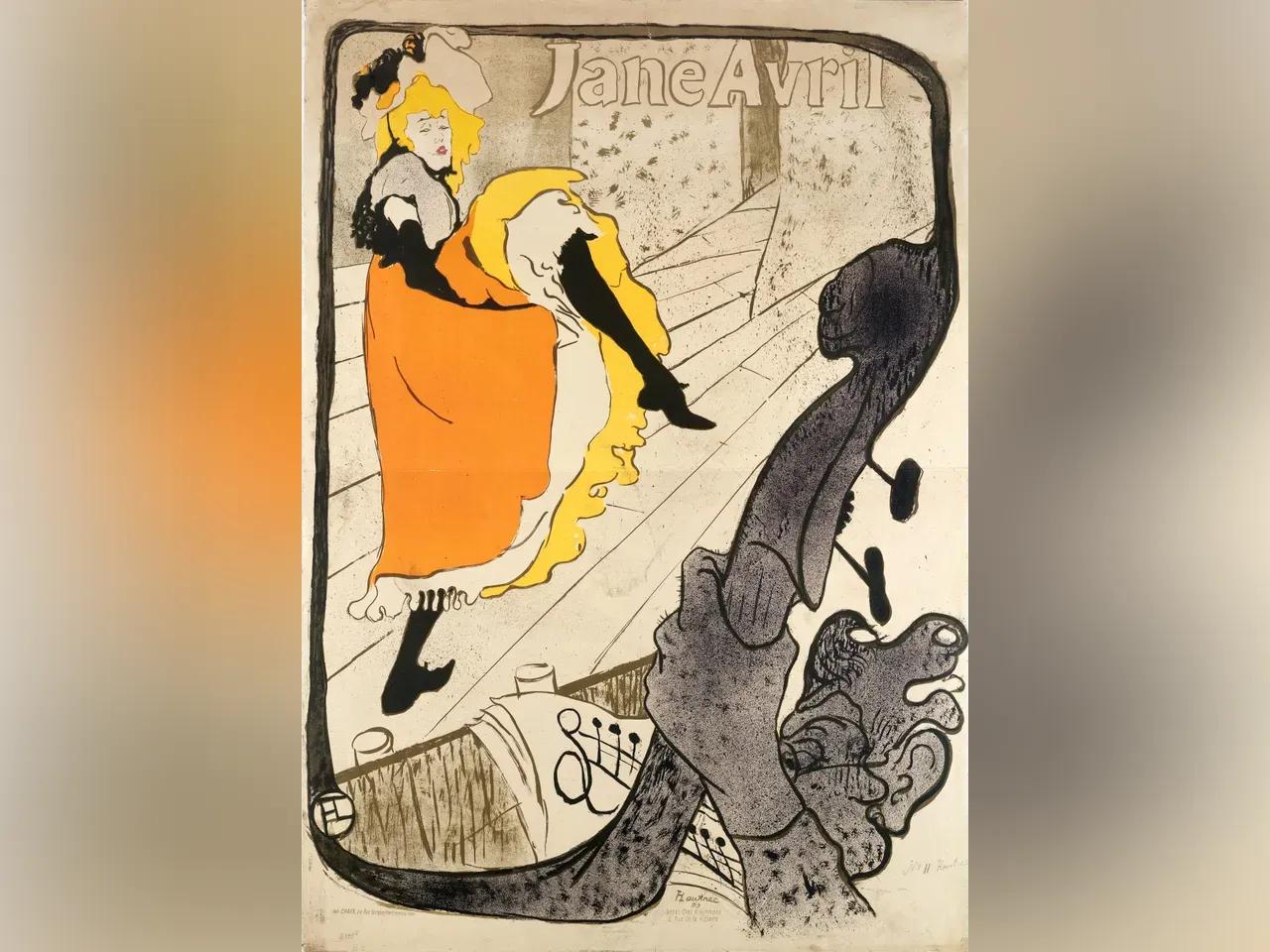 Plakat mit einer Tänzerin und einem Kontrabass