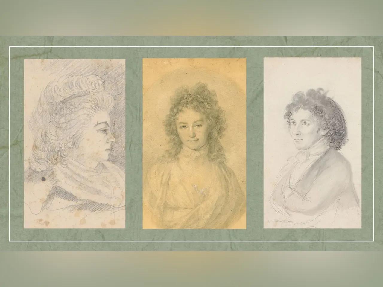 Zu sehen sind drei wichtige Vertreterinnen der Jenaer Frühromantik: Sophie Mereau, Caroline Schlegel und Dorothea Veit. 