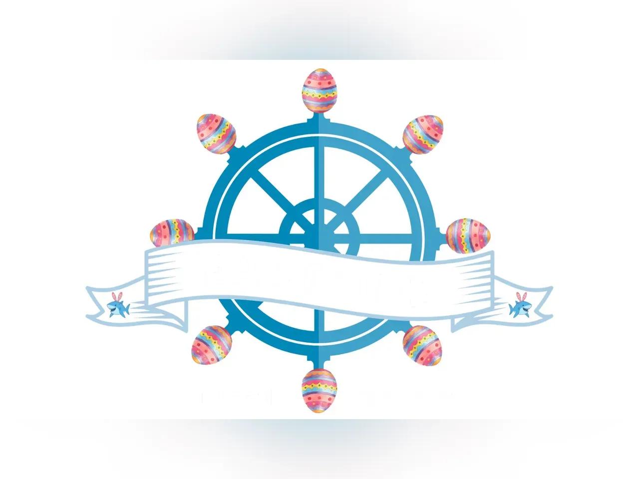Steuerrad mit Ostereiern