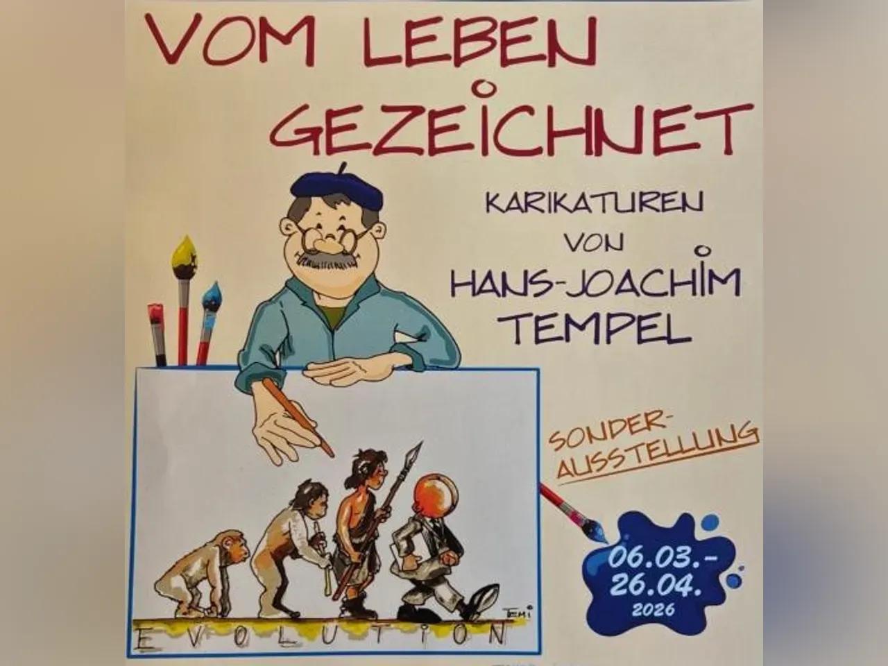 Hans-Joachim Tempel aus Roßleben zeigt in der
Galerie im Alten Schloss eine Auswahl seiner
Karikaturen, die sich mit den unterschiedlichsten
Facetten des menschlichen Miteinanders
beschäftigen. Seine Arbeiten sind jedoch nicht
einfach nur lustige Zeichnungen. Sie sind kritisch,
präzise beobachtet und oftmals überraschend
pointiert. Unter seinem Künstlernamen „TEMI“ hält
uns Hans-Joachim Tempel einen Spiegel vor, der uns
nicht nur zum Lachen, sondern auch zum
Nachdenken bringt. Zu seinen frühen künstlerischen
Versuchen gehören Comics aus den 1960er Jahren.
Eine Auswahl seiner Illustrationen und grafischen
Arbeiten ist ebenfalls Teil dieser Ausstellung und
ermöglicht einen umfassenden Einblick in sein
vielseitiges Schaffen. Die Motive für seine zahlreichen
Arbeiten liefert ihm stets das Leben selbst.