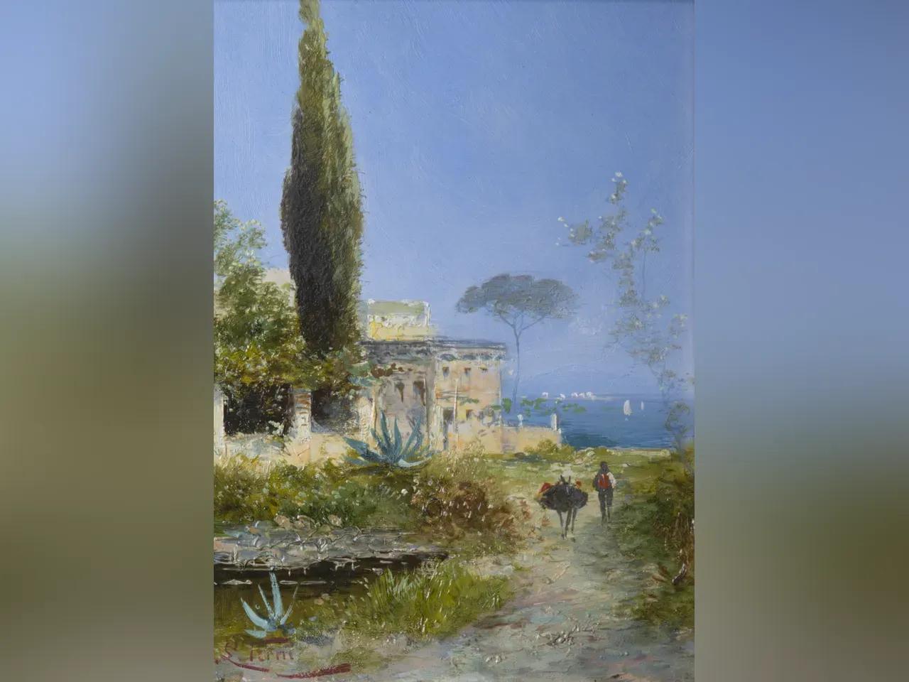 A. L. Terni (Georg Fischhof) Motiv auf Zante, um 1890, Öl auf Holz