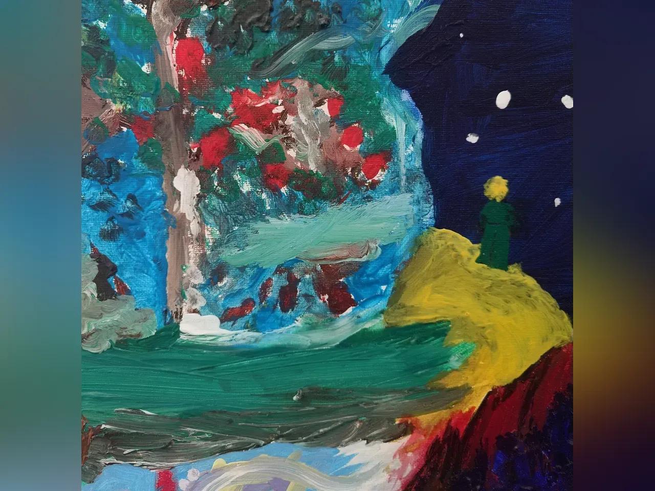 Gemaltes, abstraktes Bild mit bunten Farben