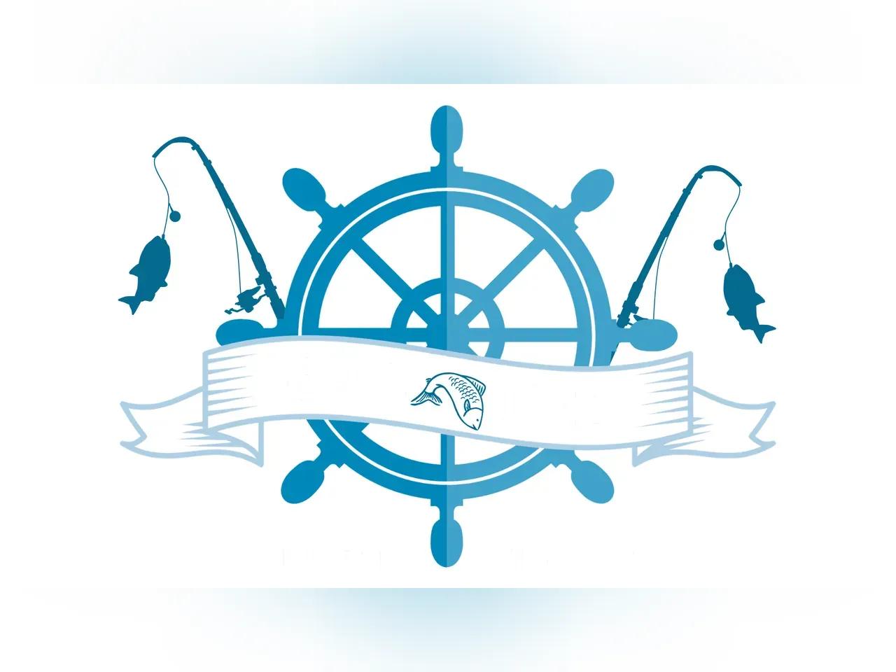 Bild mit Silhouetten von Angeln und Fischen