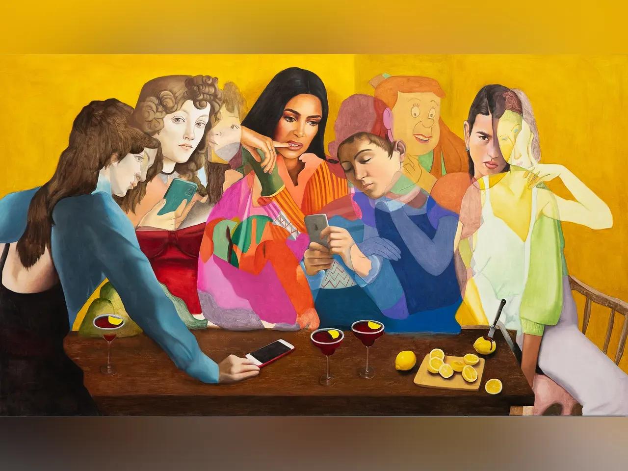 Zohar Fraiman: Girl You Can't Post That, 135x235 cm, oil on canvas, 2025