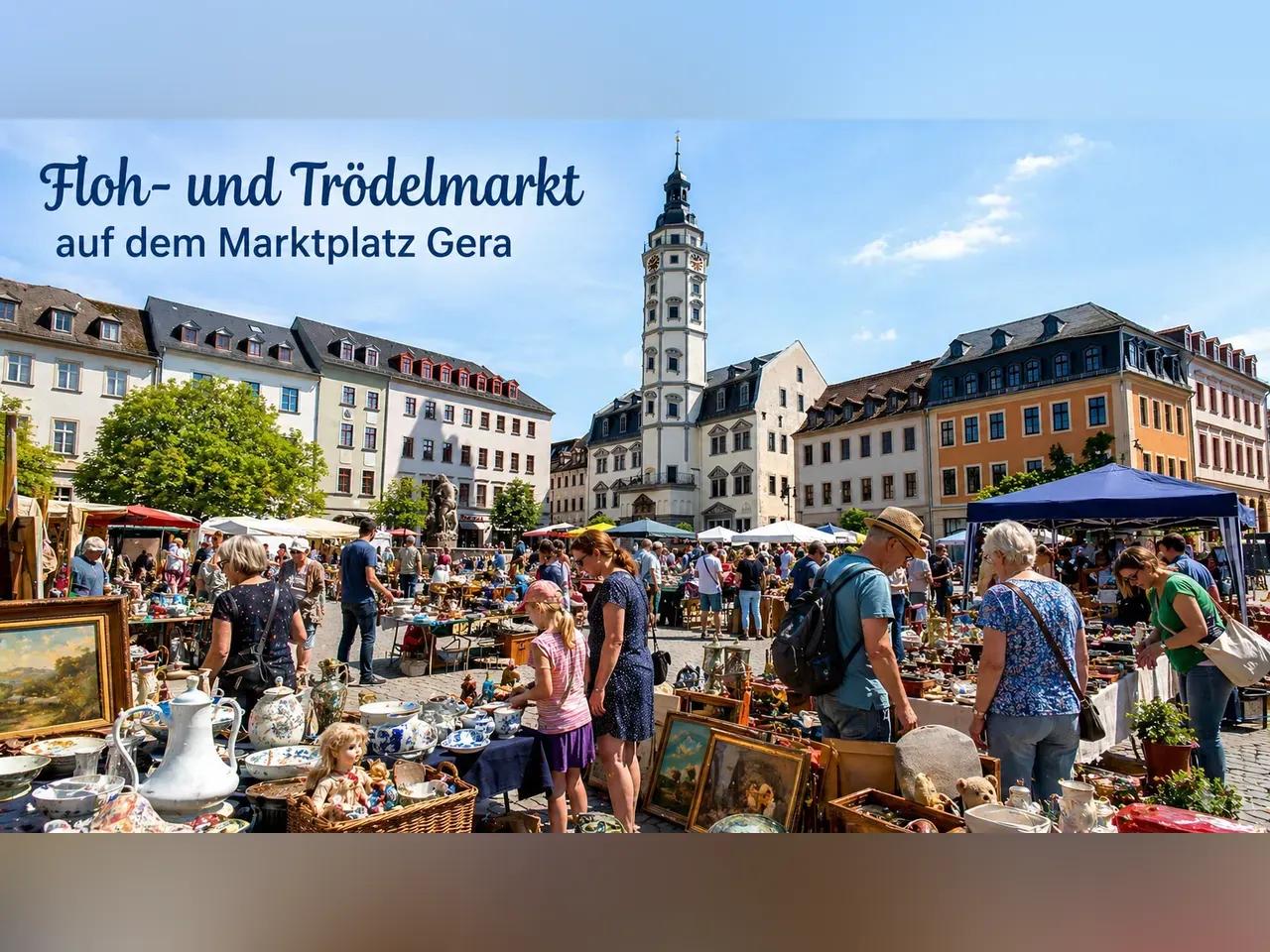 Floh- und Trödelmarkt auf dem Marktplatz Gera