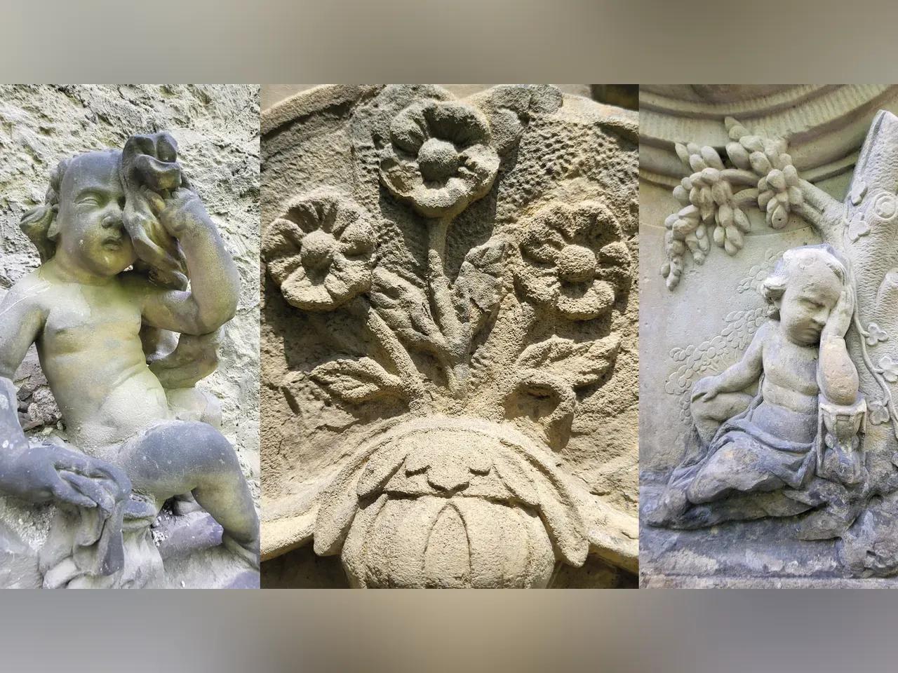Detailansicht von Verzierungen in Sandstein